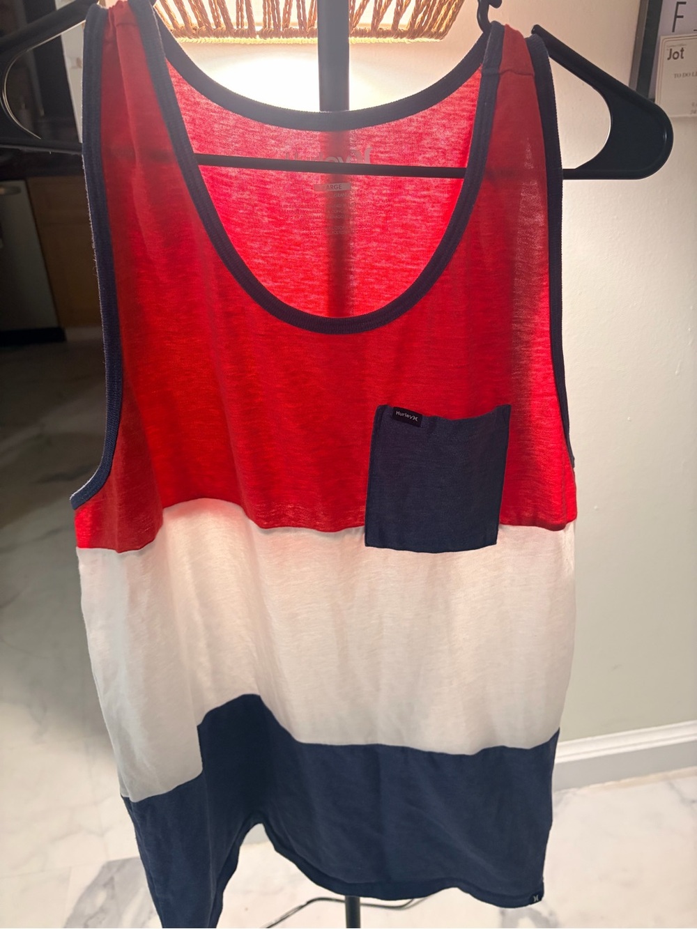 Hurley Red White and Navy Colorblock Tank Top